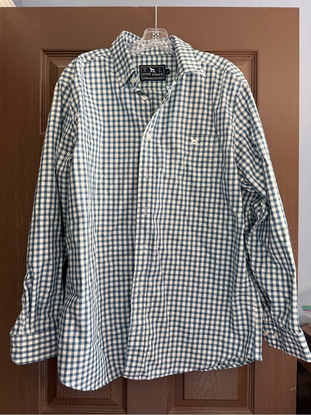 Over under men’s Gingham Long‑Sleeve Button‑Down Shirt